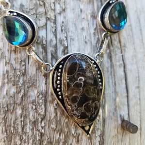 Turtella Jasper and Rainbow Topaz Silver